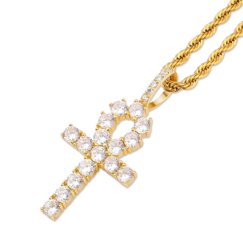 Diamond Cross Couple Pendant 925 Sterling Silver Necklace For Women Men Punk Streetwear Jewelry Dropshipping