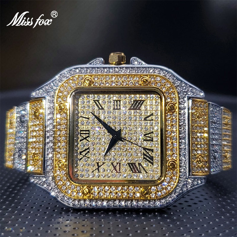 Ice Out Relogio Droshipping Luxury Full Diamond Quartz Watches For Men or Women Classic Stylish Trend 2021 Waterproof Watch New