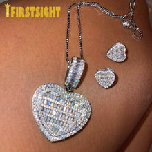 Load image into Gallery viewer, New Heart Shaped Pendant Necklace Silver Color 5mm Tennis Chain Cubic Zirconia Heart Choker Fashion Women Men Jewelry
