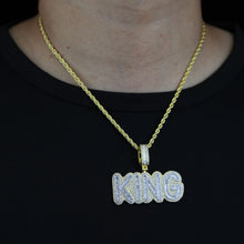 Load image into Gallery viewer, New Iced Out Bling Letters KING Pendant Necklaces Two Tone Gold Color 5A Zircon The King Charm Necklaces Men&#39;s Hip Hop Jewelry
