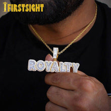 Load image into Gallery viewer, Bling Letters Royalty Pendant Necklace Gold Silver Color 5A Zircon Charm Necklaces Men&#39;s Hip Hop Jewelry
