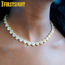 Load image into Gallery viewer, Bling AAA Zircon Heart Necklace Women Hip Hop Fashio Women Jewelry 10mm Gold Silver Color Heart Tennis Chain CZ Choker
