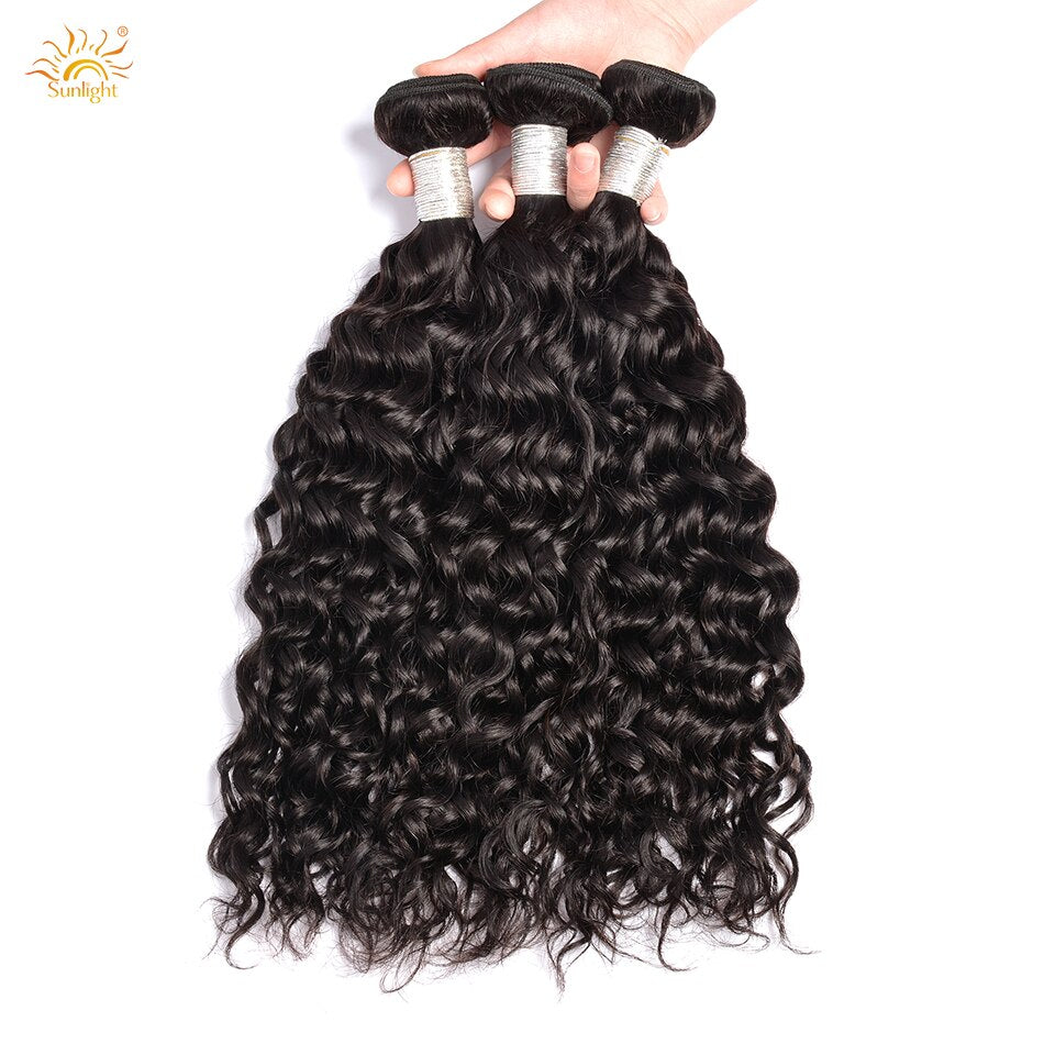 Water Wave Bundles With Closure 5x5 HD Transparent Lace Closure Brazilian Remy Human Hair Weave Extensions 30 Inch