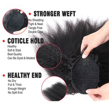 Load image into Gallery viewer, Long Afro Kinky Straight Puff Ponytail Hair Natural Remy Hair Indian Yaki Straight Drawstring Ponytails With Clip Elastic Band

