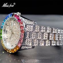 Load image into Gallery viewer, Relojes De Cuarzo De Hombre MISSFOX Classic Rainbow Bezel Bold Design Diamond Timepieces Calendar 2021 New Generation Of Watches
