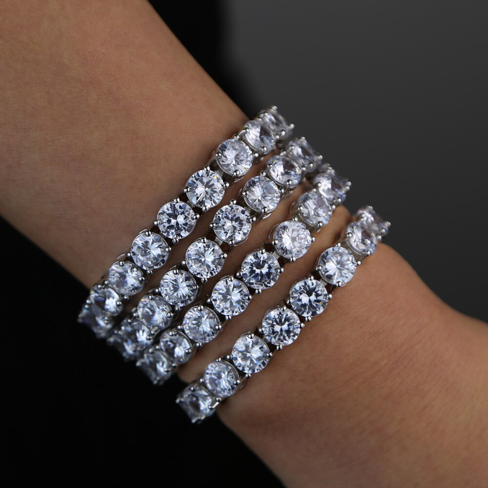 New Iced Out Zircon women men Bracelet 8mm CZ Tennis Chain Hiphop Link Fashion Punk Choker Chain Bling Bling Charms Jewelry
