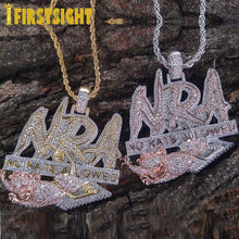 Load image into Gallery viewer, Bling Cubic Zirconia Letter NO RATS ALLOWED A Pendants Necklaces Two Tone Color NRA Charm For Men Women Hip Hop Jewelry
