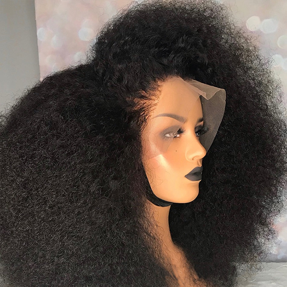 Mongolian Afro Kinky Curly Wig Natural 1B 13x4 Lace Front Human Hair Wigs For Black Women Pre Plucked 150 Sunlight Remy Hair Wig