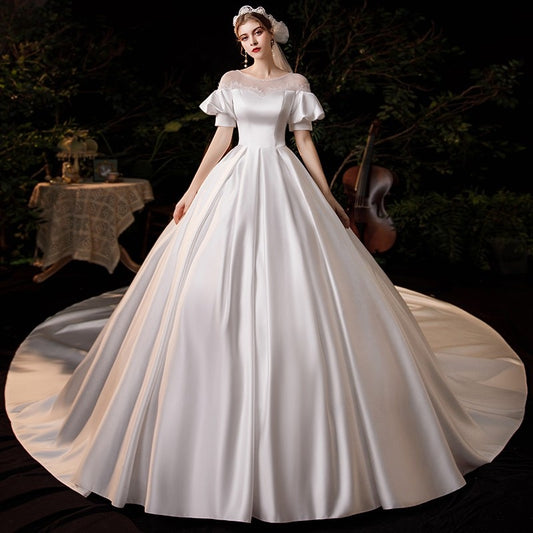 Luxury Bridal Dress With Train Princess Vintage Ball Gown Customize
