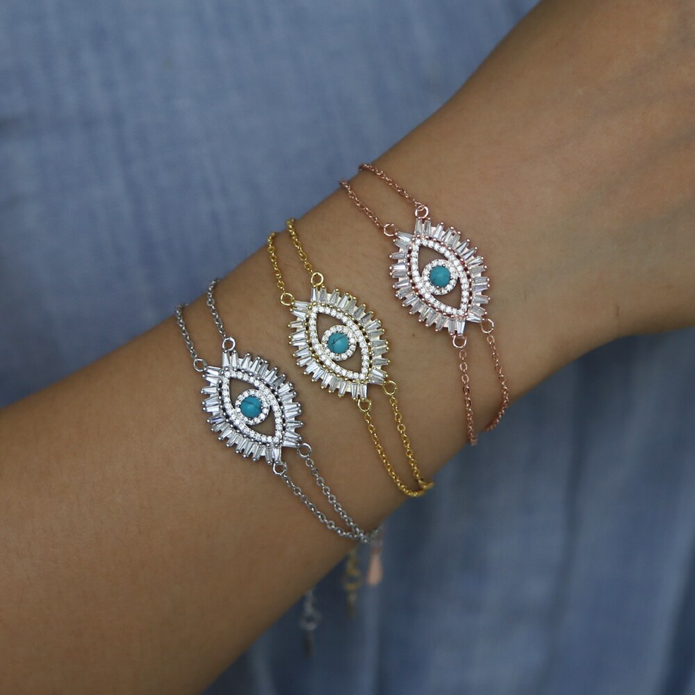 New Simple Design Turkish Evil Eye Bracelet Fashion Charm Hand Chain Bracelets Femme Adjustable Bracelets &amp; Bangles Jewelry
