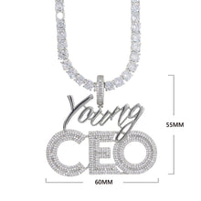 Load image into Gallery viewer, New 5mm Tennis Chain Letter CEO Pendant Necklace Hip Hop Iced Out Cubic Zirconia Sliver Color CZ Stone CEO Choker For Men Women
