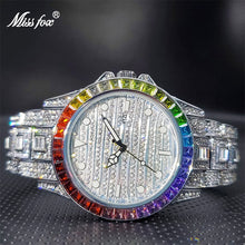 Load image into Gallery viewer, MISSFOX Luxury GMT Full Baguette Large Face Watch For Men Auto Date Adjust Waterproof Alarm Clock Diamond Ice Out  Dropshipping
