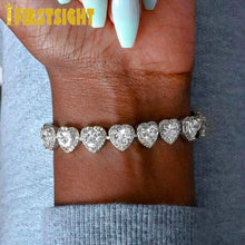 Load image into Gallery viewer, Iced Out Bling AAA Zircon Heart Bracelet Hip Hop Fashio Women Men Jewelry10mm Gold Silver Color Heart Tennis Chain CZ Bangle
