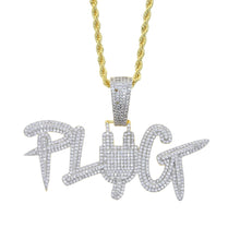 Load image into Gallery viewer, Golo Silver Color Plug Letter Pendant Necklace Bling 5A CZ Micro Pave Finish Zircon Hip Hop Rope Chain Men&#39;s Jewelry
