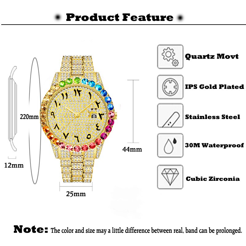 Relojes De Cuarzo De Hombre MISSFOX Classic Rainbow Bezel Bold Design Diamond Timepieces Calendar 2021 New Generation Of Watches