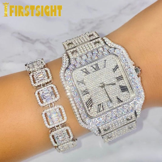 New 11mm Personality Baguette CZ Bracelet Miami Cuban Chain Silver Color Iced Out Cubic Zirconia Bling Hip Hop Women Men Jewelry