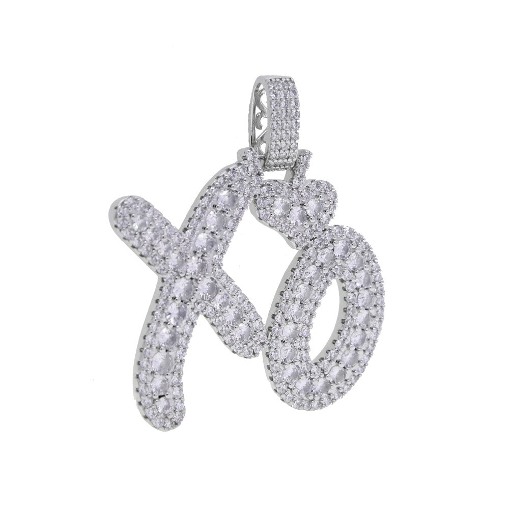 Bling Letter XO Pendant Necklace Gold Silver Color Tennis Chain AAA Zircon Hearts Charm Men Hip Hop Jewelry