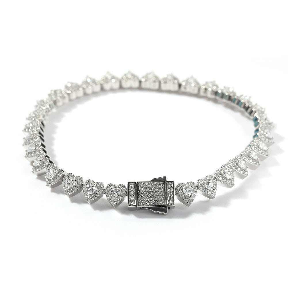 Hard Bracelets For Women Iced Bling Diamond Sweet Heart Bangles Women&#39;s Stainless Steel Jewelry Kpop Bijoux Femme Friend Gift