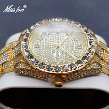 Load image into Gallery viewer, MISSFOX Men&#39;s Watches 18K Gold Full Diamond Luxury Quartz Watch For Man Waterproof Hip Hop Wristwatch Party Jewelly Dropshipping
