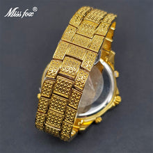 Load image into Gallery viewer, MISSFOX Big Watch Men Cuban Luxury 18k Gold Men&#39;s Watches With Wide Strap Multiple Time Zone Waterproof Relojes Marcas Famosas
