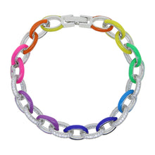 Load image into Gallery viewer, 8MM Colorful Rhinestonel Miami Dripping Oil link Chain Bracelet Women Jewelry Hip Hop Thick Silver Color CZ Cuban Link Bracelets
