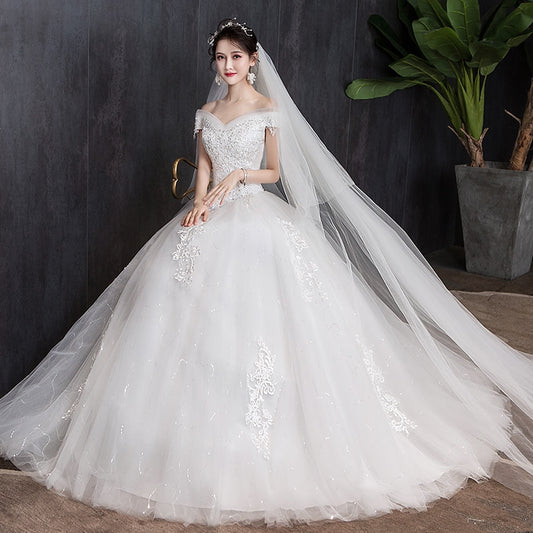 Off The Shoulder Wedding Dress 2023 light Appliques Pearls Lace Fashion Wholesale Cheap Simple Bride Dress Vestidos De Novia