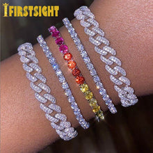 Load image into Gallery viewer, 2021 New Iced Out Bling AAAA Zircon 3mm Tennis Chain Bracelet Women Man Hip Hop Fashio Jewelry Gold Silver Color CZ Bracelet
