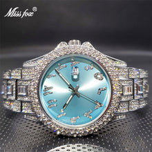 Load image into Gallery viewer, Couple Luxury Diamond Watches For Men MISSFOX Unique Ice Blue Styless Arabic Number Waterpoof Quartz Watches For Women Male New
