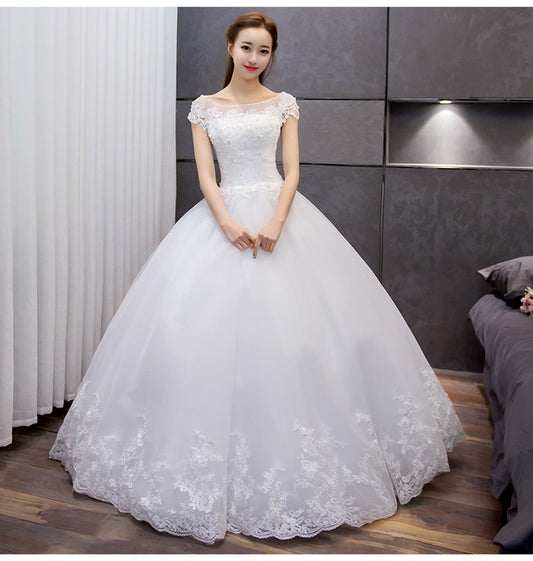 Classic O-neck Lace Up Ball Gown