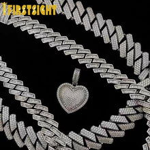 Load image into Gallery viewer, New 19mm Silver Color Baguette Prong Cuban Link Necklace Luxury Bling CZ Women Men Choker Hip Hop Rock Fashion Jewelry

