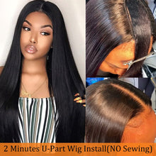 Load image into Gallery viewer, Brazilian Straight U Part Human Hair Wigs 150%  Straight Headband Human Hair Wig Remy Hair Machine Made Wig For Black Women
