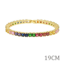 Load image into Gallery viewer, 2021 New Shiny Cz Fine Fashion Bracelet Rainbow Colorful Square Cz Tennis Chain Gorgeous Trendy Baguette Cubic Zirconia Bracelet
