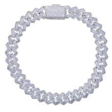 Load image into Gallery viewer, Bling 19mm Baguette CZ Heavy Chunky Cuban Link Chain Necklace Silver Color 5A Zircon Big Hip Hop Men Women Jewelry
