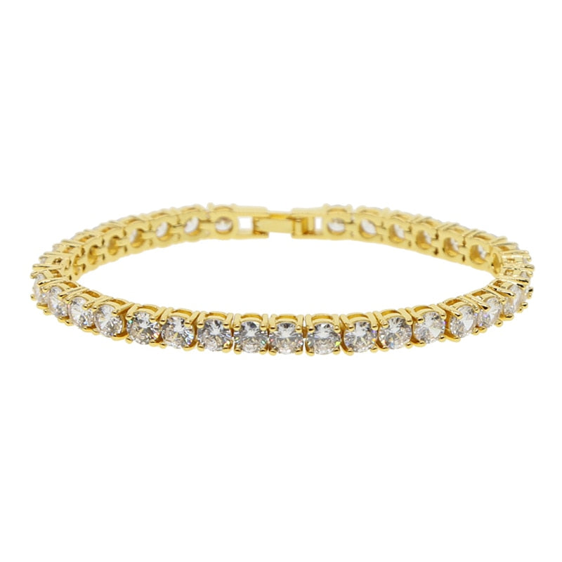 Iced Out Bling 1Row AAA Cubic Zirconia Charm Bracelet Gold Silver Color5mm CZ Tennis Chain Bracelets Women Men Hip hop Jewelry