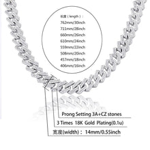 Load image into Gallery viewer, 14mm Miami Big Box Cuban Clasp Link Chain Hip Hop Punk Luxury Gold Necklace Frozen out Cubic Zirconia Bling for Men&#39;s Jewelry
