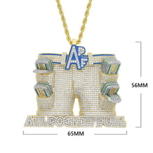 Load image into Gallery viewer, Bling CZ Letter APF Shorts Pendant Necklace Cubic Zirconia All Pocket Full Money Charm Men Fashion Hip Hop Jewelry
