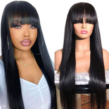 Load image into Gallery viewer, Human Hair Wig With Bangs Colored Human Hair Wigs For Black Women 150 Remy Brazilian Straight Human Hair Full Machine Wig Cheap
