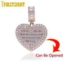 Load image into Gallery viewer, New Can Be Opened Heart shaped Photo Pendant Necklace For Women Men Iced Zircon Cubic Zirconia Tennis Chain Locket Love Jewelry

