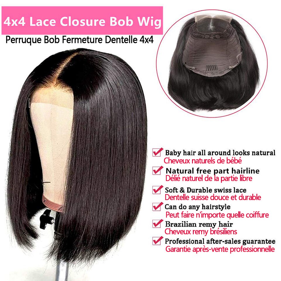 Bob Wig Lace Front Human Hair Wigs Remy Straight Human Hair Wig 4x4 Lace Closure Bob Wigs Brazilian Short Bob Lace Wig