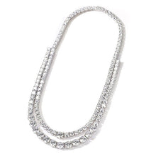 Load image into Gallery viewer, Bling AAA Zircon Double Tennis Chain Necklace Silver Color Two Lines CZ Charm Choker Women Men Hip Hop Fashio Jewelry
