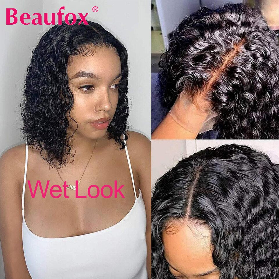 Curly Bob Wig Short Lace Front Human Hair Wigs For Women Brazilian Water Wave Lace Closure Wig Human Hair Lace Wig Remy