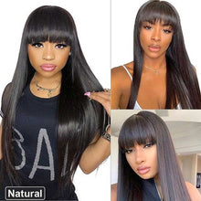 Load image into Gallery viewer, Human Hair Wig With Bangs Colored Human Hair Wigs For Black Women 150 Remy Brazilian Straight Human Hair Full Machine Wig Cheap
