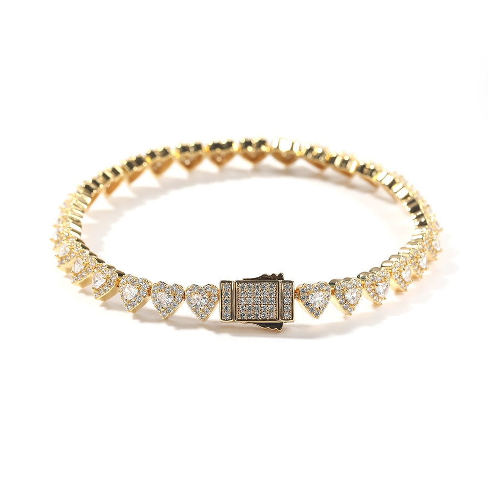 Hard Bracelets For Women Iced Bling Diamond Sweet Heart Bangles Women&#39;s Stainless Steel Jewelry Kpop Bijoux Femme Friend Gift