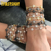 Load image into Gallery viewer, New Star Bar Link Chain Bracelet Tennis Chain Paved Tiny Sparking Shiny CZ Stone Stars Bracelets For Women Simple Jewelry Party
