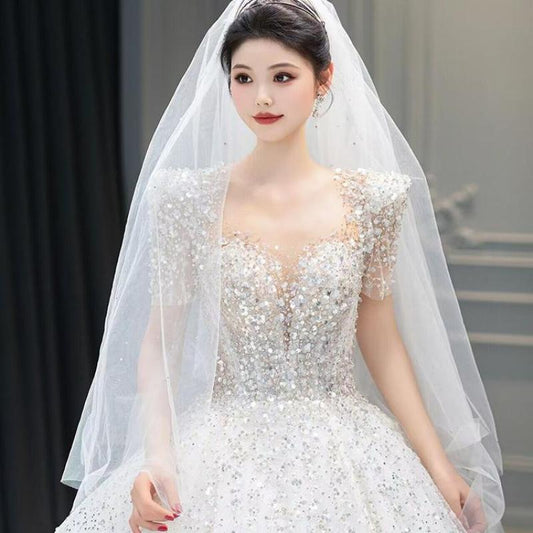 Wedding Dress Plus Size Bridal Gowns Custom Made  Short Sleeves