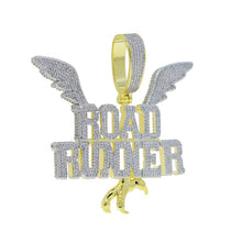 Load image into Gallery viewer, Bling CZ Letter Road Runner Pendant Necklace Cubic Zirconia Eagle Wing Badge Charm Men Women Fashion Hip Hop Jewelry
