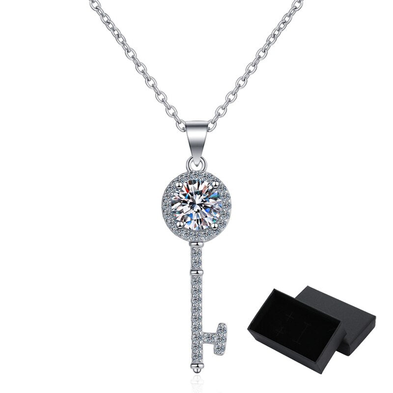 1ct Moissanite Pendant Key Necklace