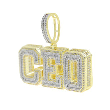 Load image into Gallery viewer, Bling CZ CEO Necklace Two Tone Color Cubic Zirconia Letters CEO Pendant Necklaces Hip Hop Men Women Jewelry
