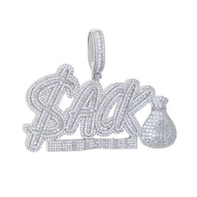 Load image into Gallery viewer, New Hip Hop Letters ACK CHASERS Pendant Necklace Bling Baguette CZ Cubic Zirconia Money Bag Charm Men Women Jewelry
