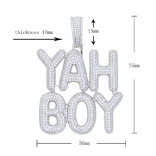 Load image into Gallery viewer, Bling Letters YAH BOY Pendant Necklace Gold Silver Color 5A Zircon Letter Charm Men&#39;s Hip Hop Rock Jewelry
